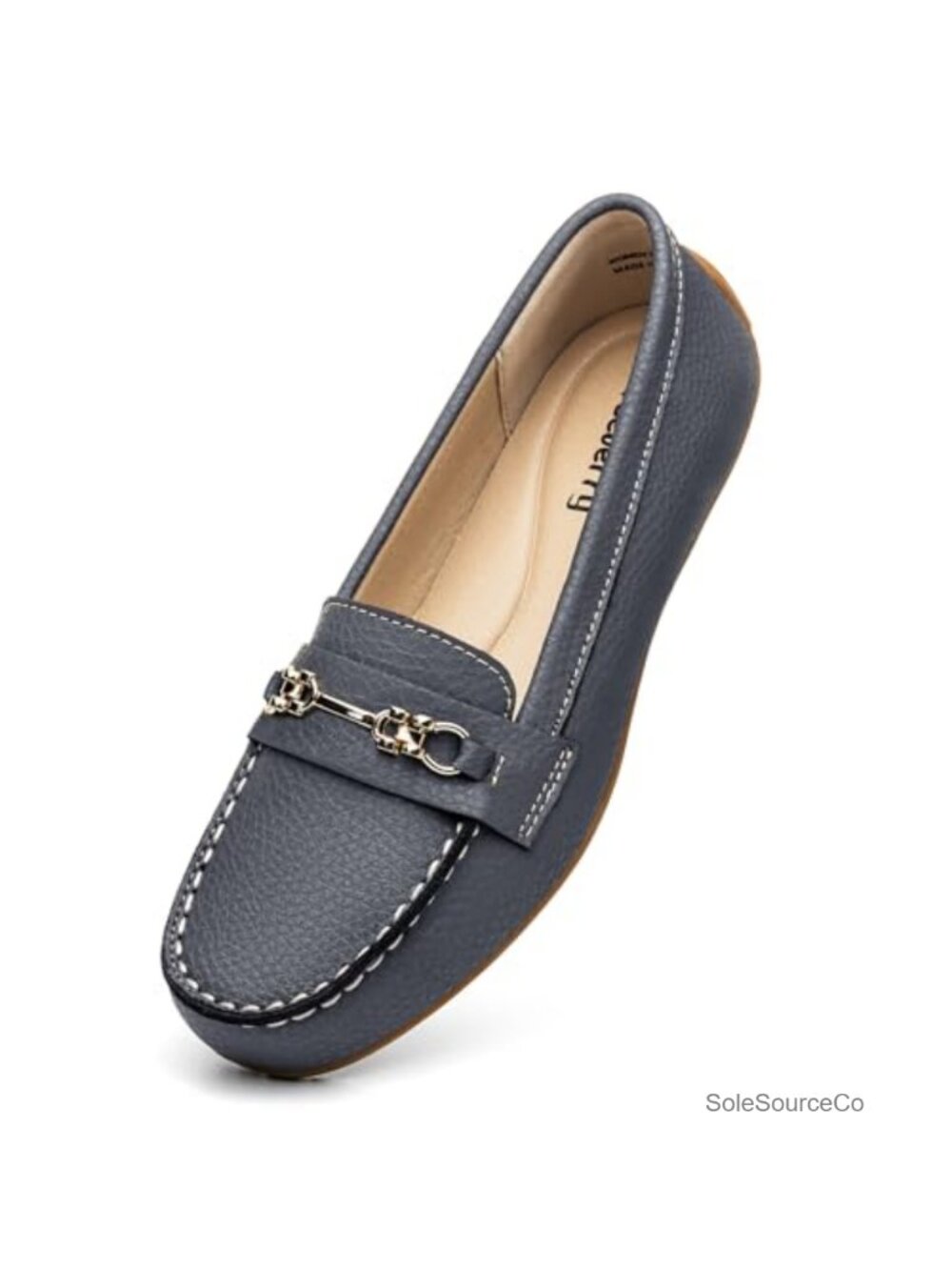 Women's Pebbled Leather Loafers Comfort Slip On Business Casual Dress Shoes